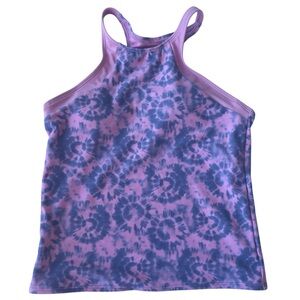 Athleta Girl Free Spirit Tankini Top Pink Blue Tie Dye Shelf Bra Size XXL 16 New